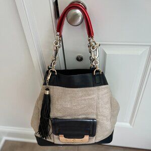 Diane Von Furstenberg Beige Black Canvas Tote Bag